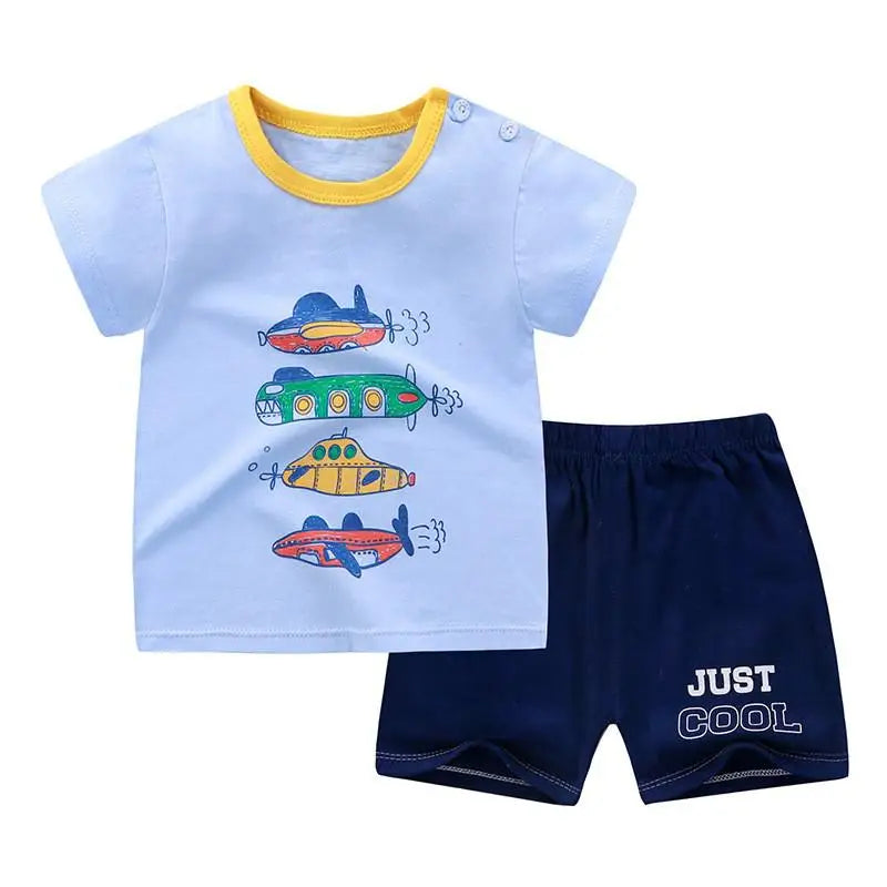 Airplane T-shirt O-neck 2pcs Sets