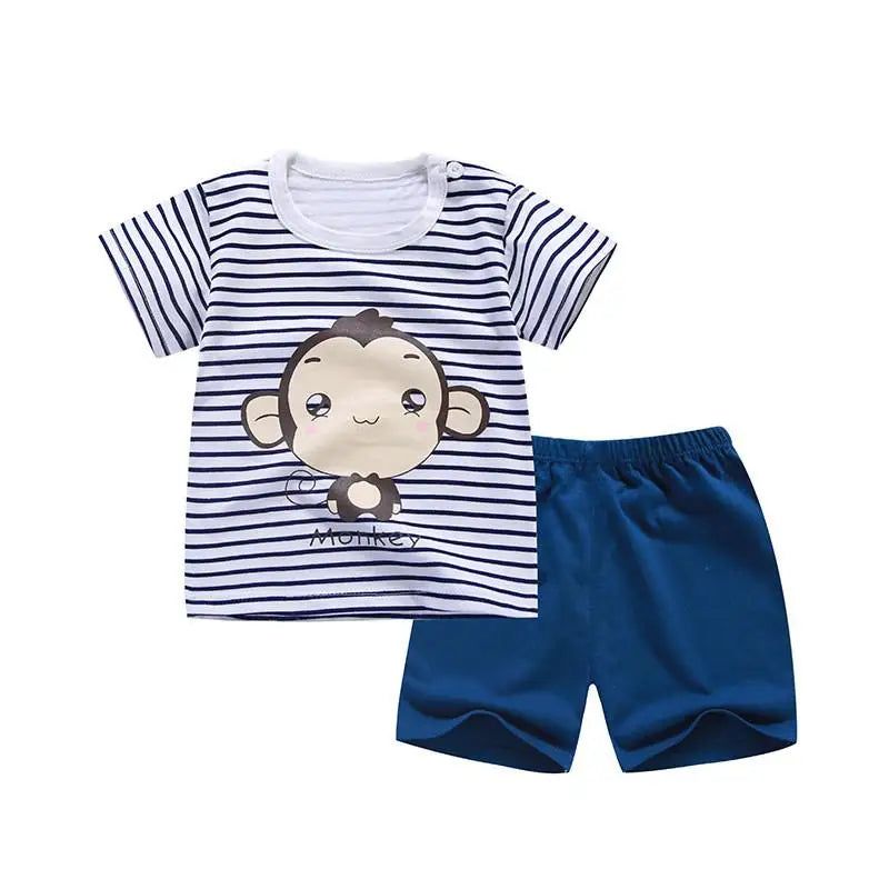Monkey T-shirt O-neck 2pcs Sets