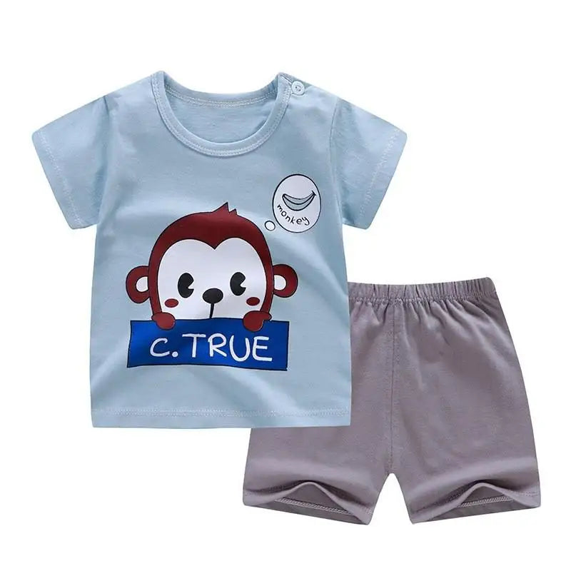 Baby Monkey T-shirt O-neck 2pcs Sets
