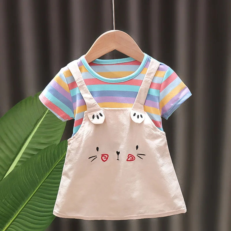 Baby Suspenders Striped Dress