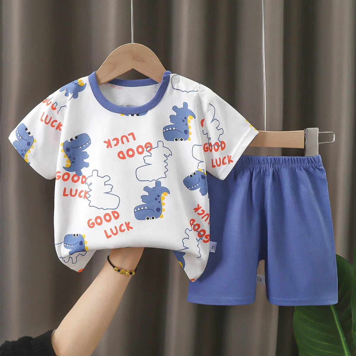 GoodLuck Dinosaur T-shirt O-neck 2pcs Sets