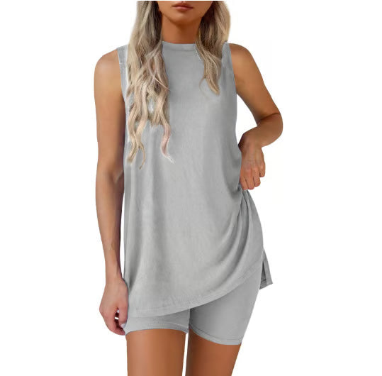 Sleeveless Crewneck Women's 2 Piece Sets Summer