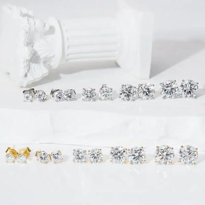 Solitaire Four Prong Earrings Butterfly Back Stud D-Color Moissanite & S925
