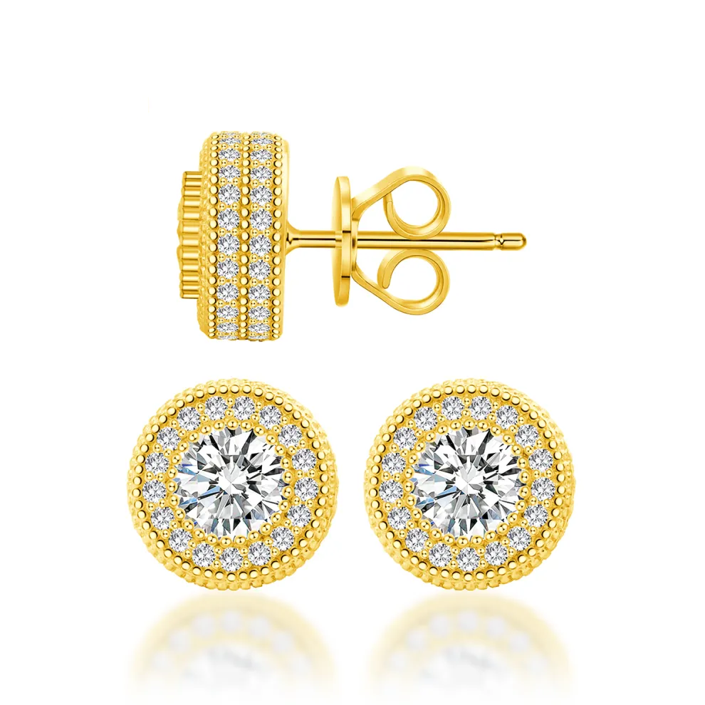 IcePulse Round Bling Stud Earrings 925S & VVS Moissanite