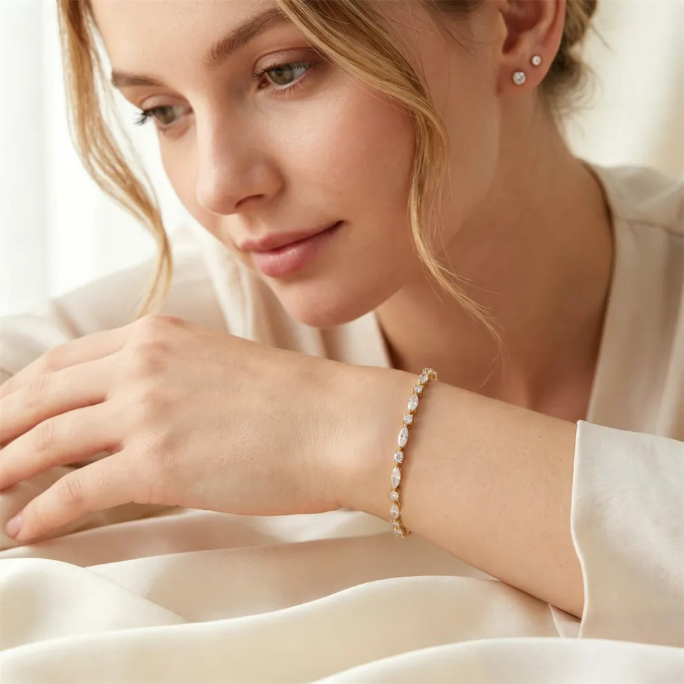 Marquise Moonlight Bracelet Tennis Bracelet Synthetic Moissanite Bracelet Jewelry S925 Chain