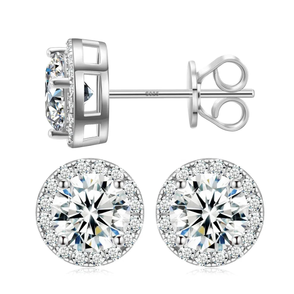 ICEBURST Halo Spark Stud Earrings 925S & VVS Moissanite