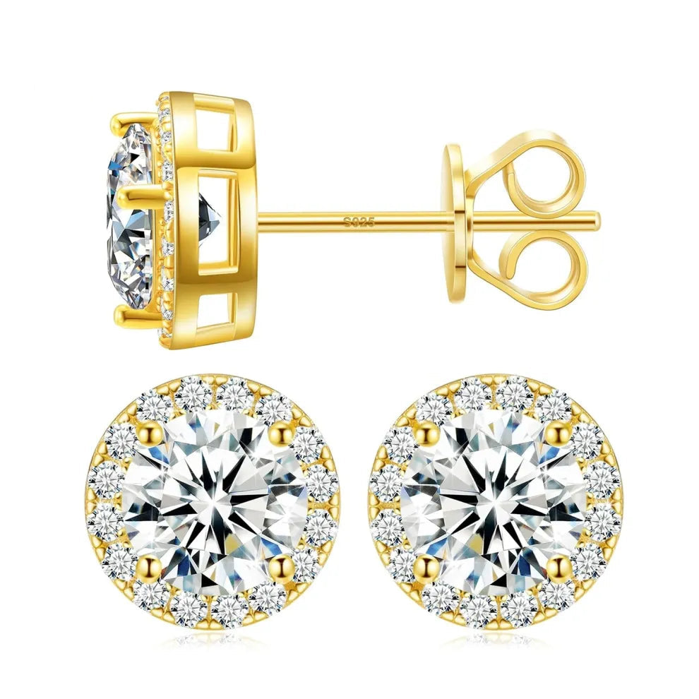 ICEBURST Halo Spark Stud Earrings 925S & VVS Moissanite