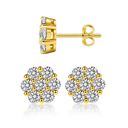 IcyBloom Floral Shine Stud Earrings 925S & VVS Moissanite
