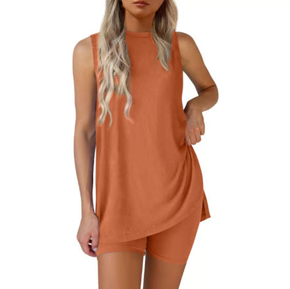 Sleeveless Crewneck Women's 2 Piece Sets Summer