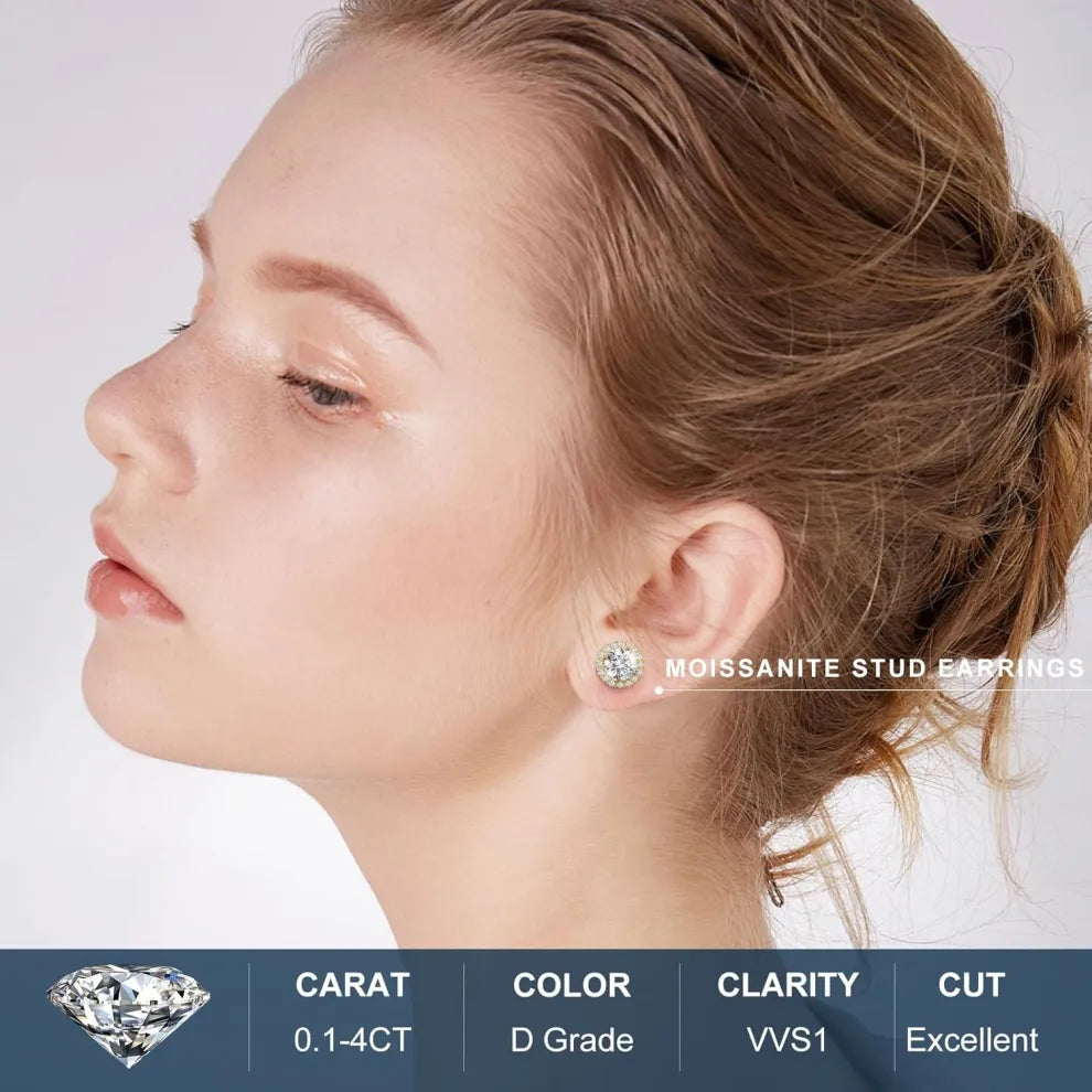 ICEBURST Halo Spark Stud Earrings 925S & VVS Moissanite