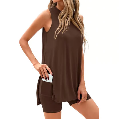 Sleeveless Crewneck Women's 2 Piece Sets Summer