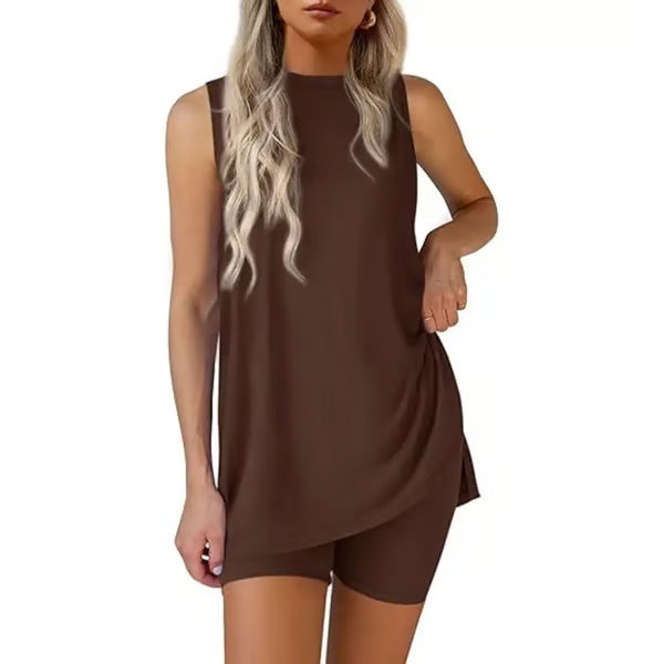 Sleeveless Crewneck Women's 2 Piece Sets Summer