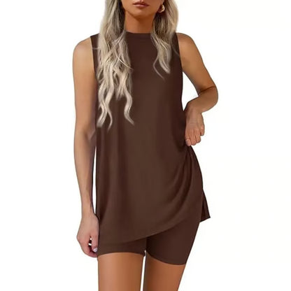 Sleeveless Crewneck Women's 2 Piece Sets Summer