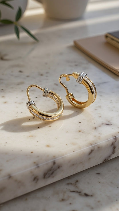 Vintage gold and diamond earrings