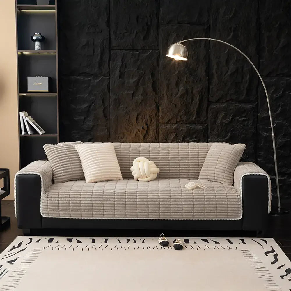 Waterproof One-Piece Cozy Flannel Sofa Protection Non-Slip Couch Cover