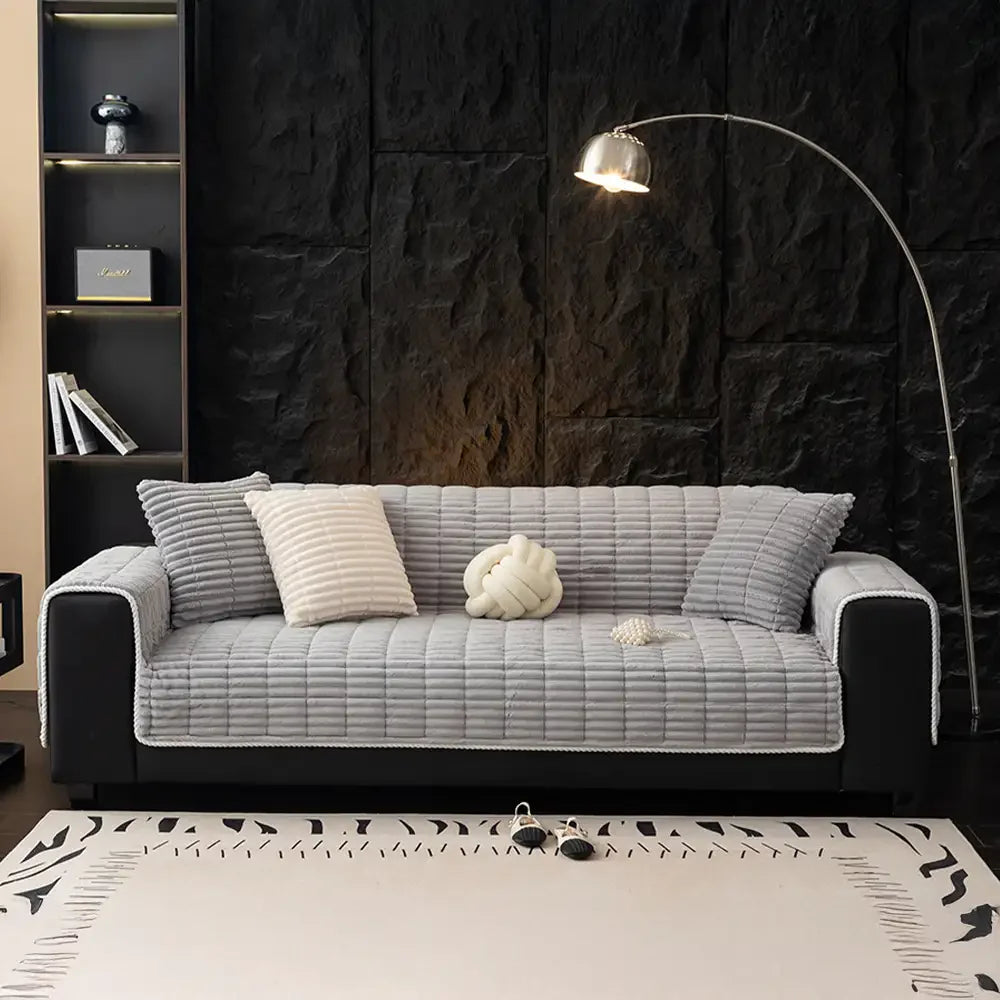 Waterproof One-Piece Cozy Flannel Sofa Protection Non-Slip Couch Cover