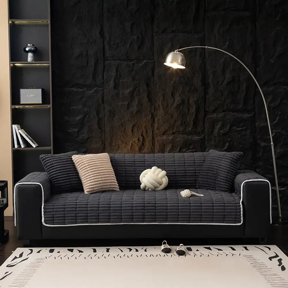 Waterproof One-Piece Cozy Flannel Sofa Protection Non-Slip Couch Cover