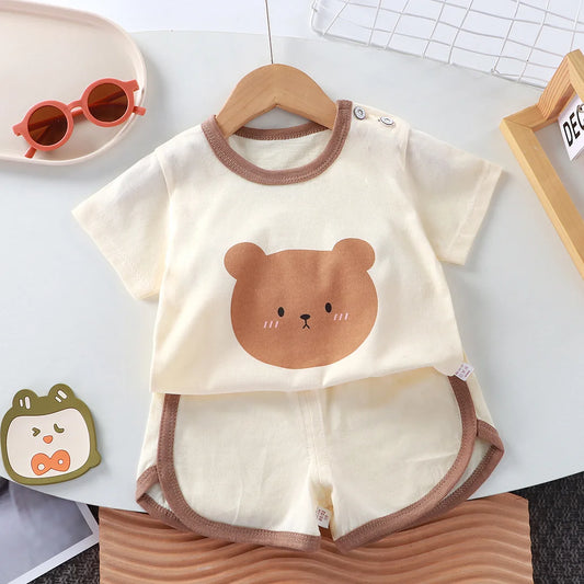 Baby Cartoon T-shirt O-neck 2pcs Sets