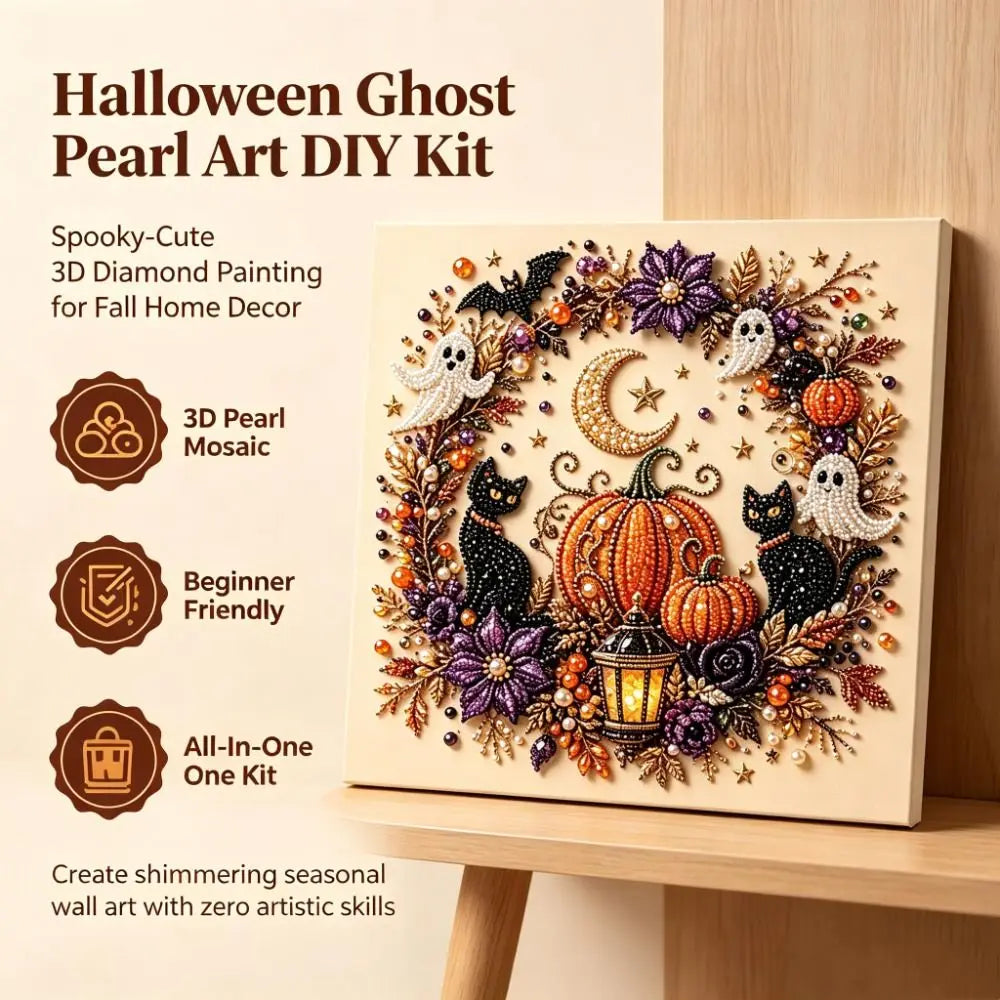 💥 Last Day 49% OFF – 👻✨ Halloween Pearl Art DIY Kit – Turn Tiny Pearls into Spooky-Cute Magic