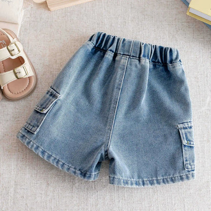 2026 Kids Boys Denim Cargo Shorts