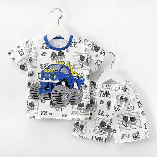 Monster Truck T-shirt O-neck 2pcs Sets