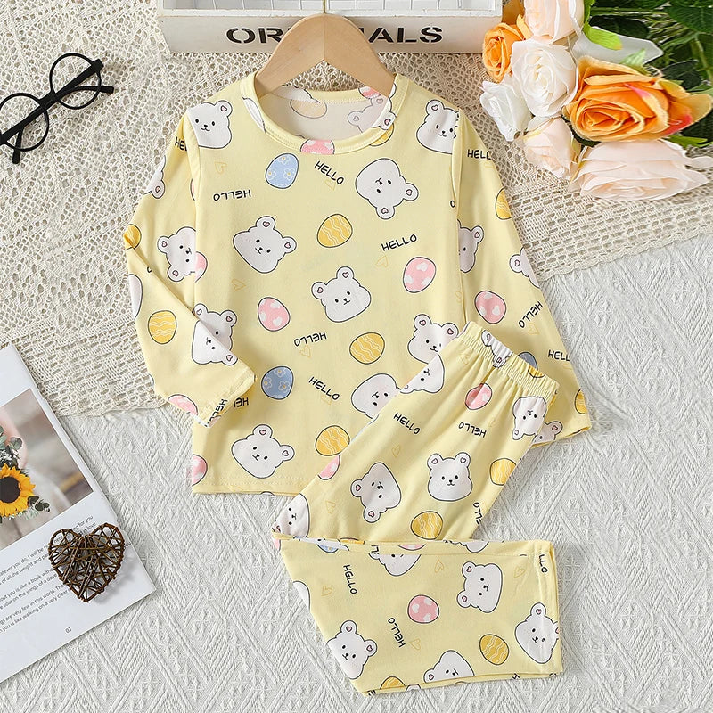 Hello Bear T-shirt O-neck 2pcs Sets