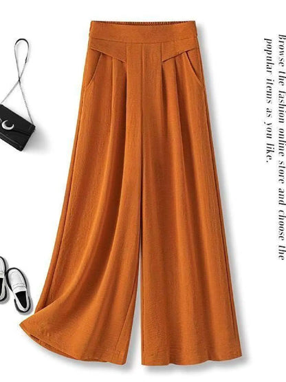 FlowyCharm - Drapey Soft Elegant High-Waisted Wide-Leg Pants