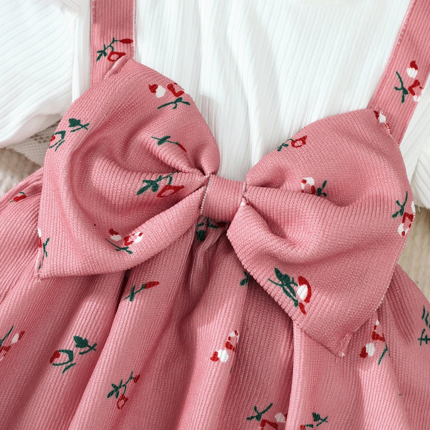 Baby Small Floral Large bow Dress 2pcs Sets