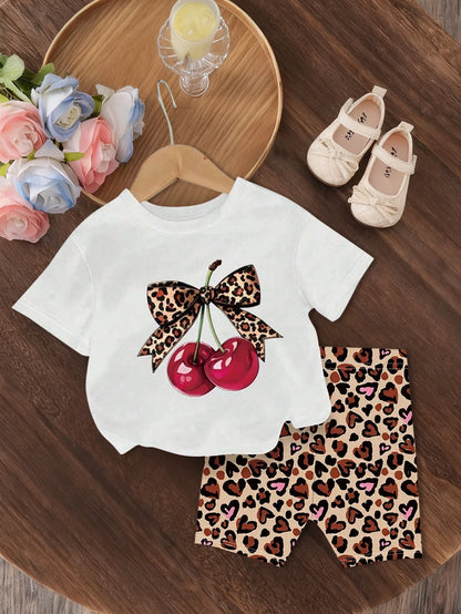 Baby Girls  Short-Sleeve T-Shirt & Elastic Waist Shorts 2PCS Set