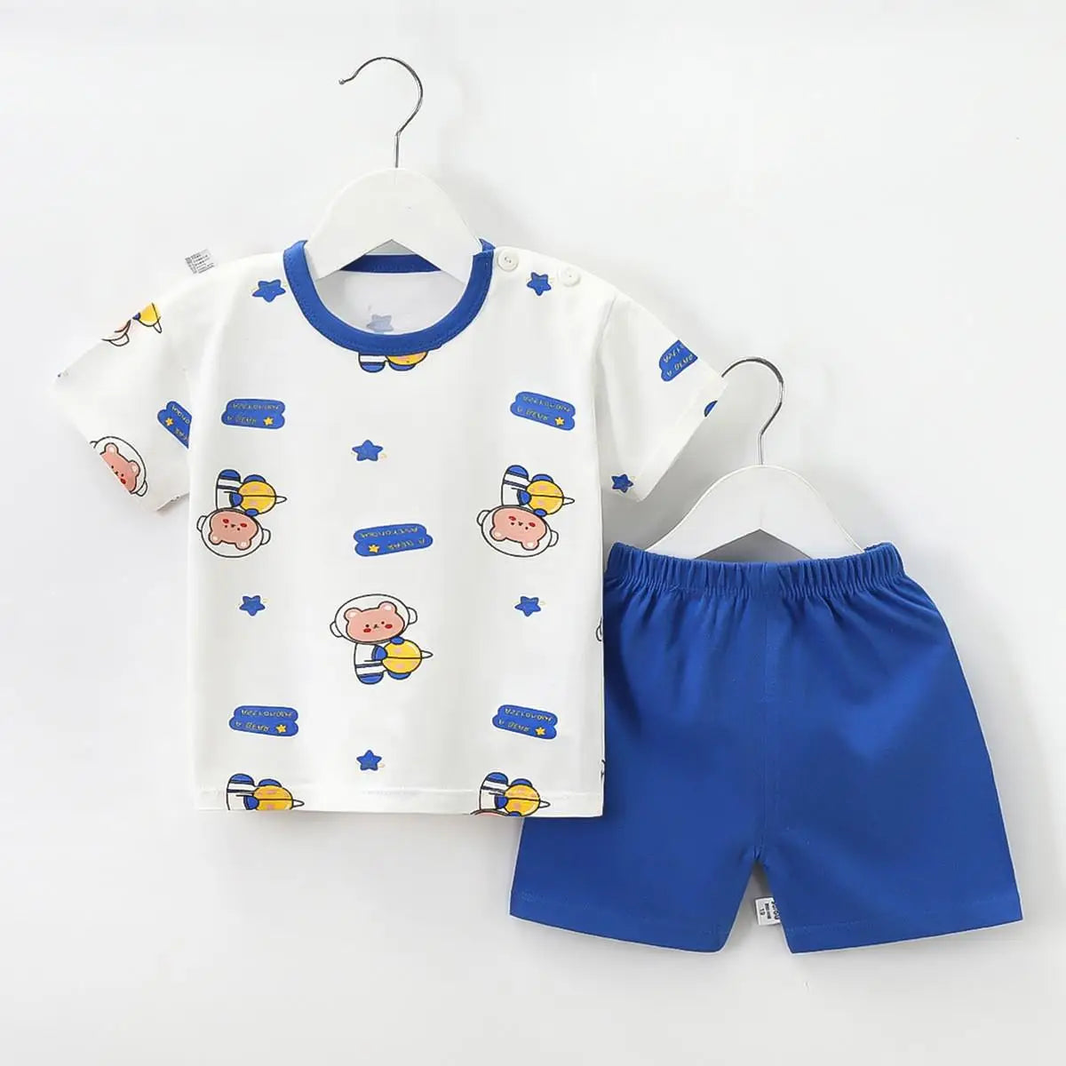 Astronaut Bear T-shirt O-neck 2pcs Sets