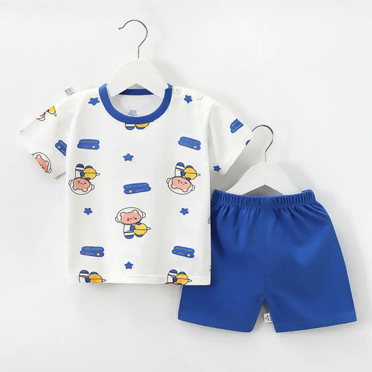 Astronaut Bear T-shirt O-neck 2pcs Sets