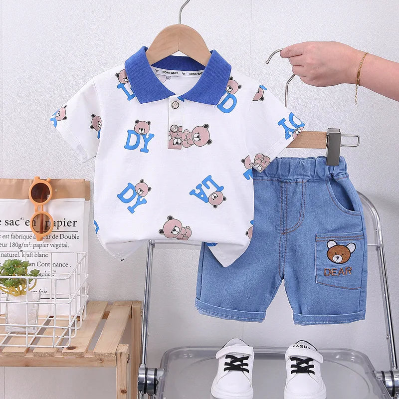Kids Boys Cartoon Bear Cotton 2PCS Sets