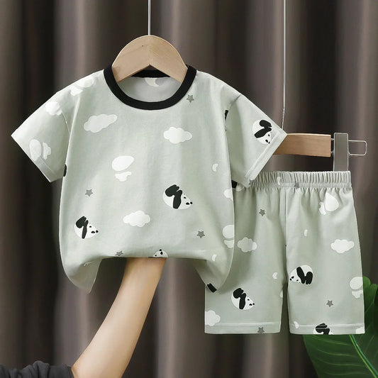 Panda T-shirt O-neck 2pcs Sets