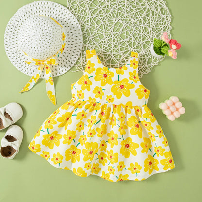 Baby Bow Flower Dress With Hat