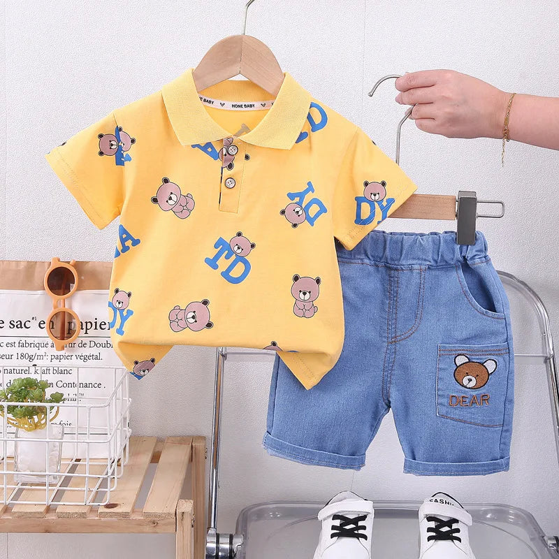 Kids Boys Cartoon Bear Cotton 2PCS Sets