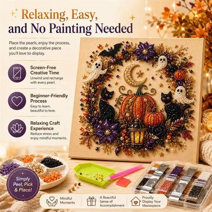 💥 Last Day 49% OFF – 👻✨ Halloween Pearl Art DIY Kit – Turn Tiny Pearls into Spooky-Cute Magic