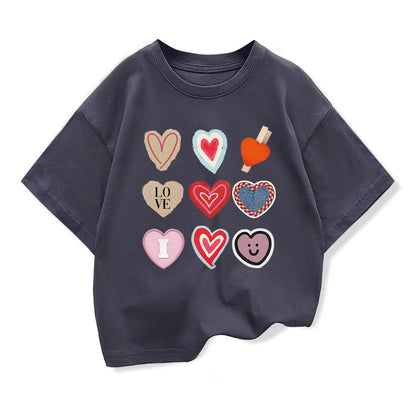 Girls Heart-shaped Short-Sleeve T-shirt