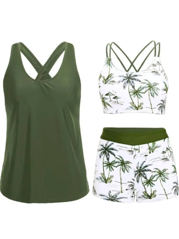 🔥Aqua Eve Three Piece Tankini with Shorts🩱