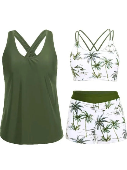 🔥Aqua Eve Three Piece Tankini with Shorts🩱