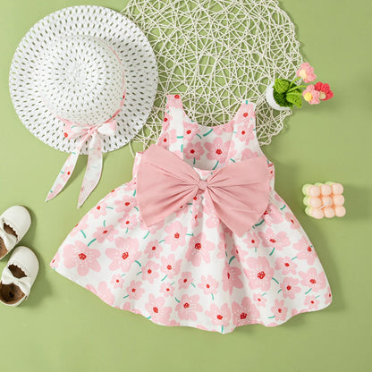 Baby Bow Flower Dress With Hat