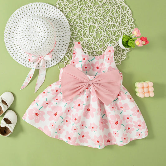 Baby Bow Flower Dress With Hat