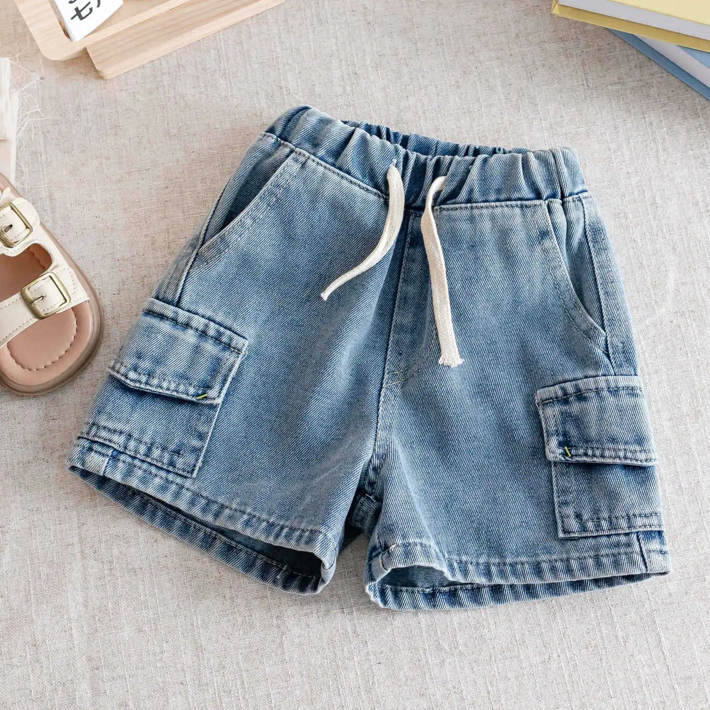 2026 Kids Boys Denim Cargo Shorts