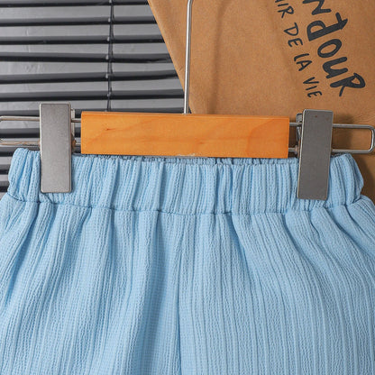 Kid button pocket & loose Shorts 2PCS