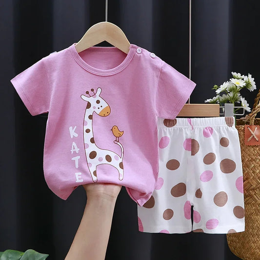 Kate Giraffe T-shirt O-neck 2pcs Sets
