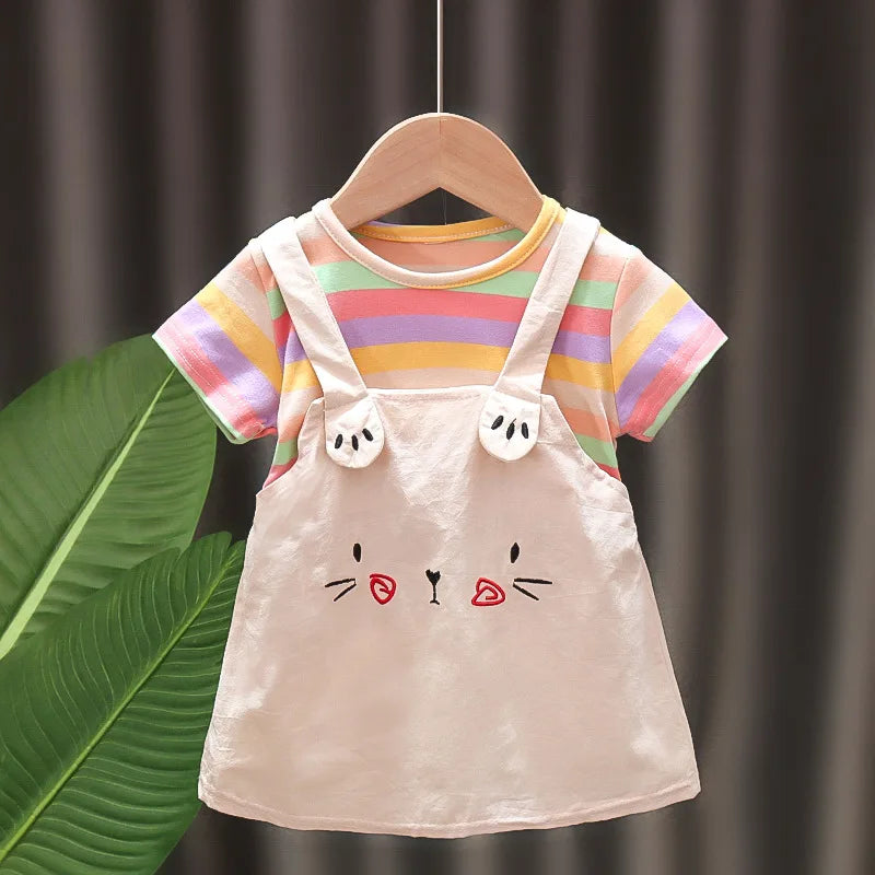Baby  Suspenders Striped Dress