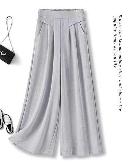 FlowyCharm - Drapey Soft Elegant High-Waisted Wide-Leg Pants
