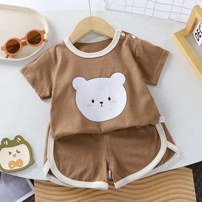 Baby Cartoon T-shirt O-neck 2pcs Sets