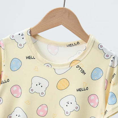 Hello Bear T-shirt O-neck 2pcs Sets