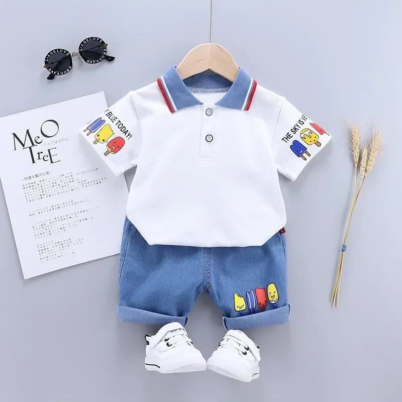 Kids Boys Shorts Cotton T-shirt 2PCS Set