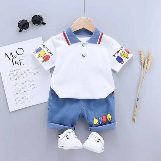 Kids Boys Shorts Cotton T-shirt 2PCS Set